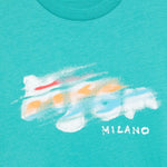MSGM Kids T-shirt Verde Ottanio con Blurred Logo per Bambini dettglio