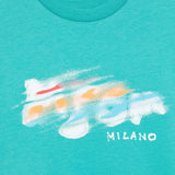 MSGM Kids T-shirt Verde Ottanio con Blurred Logo per Bambini dettglio