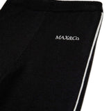 Max&Co Kids Pantalone in Maglia Nero a Gamba Larga con Bande a Contrasto e Logo per Bambine