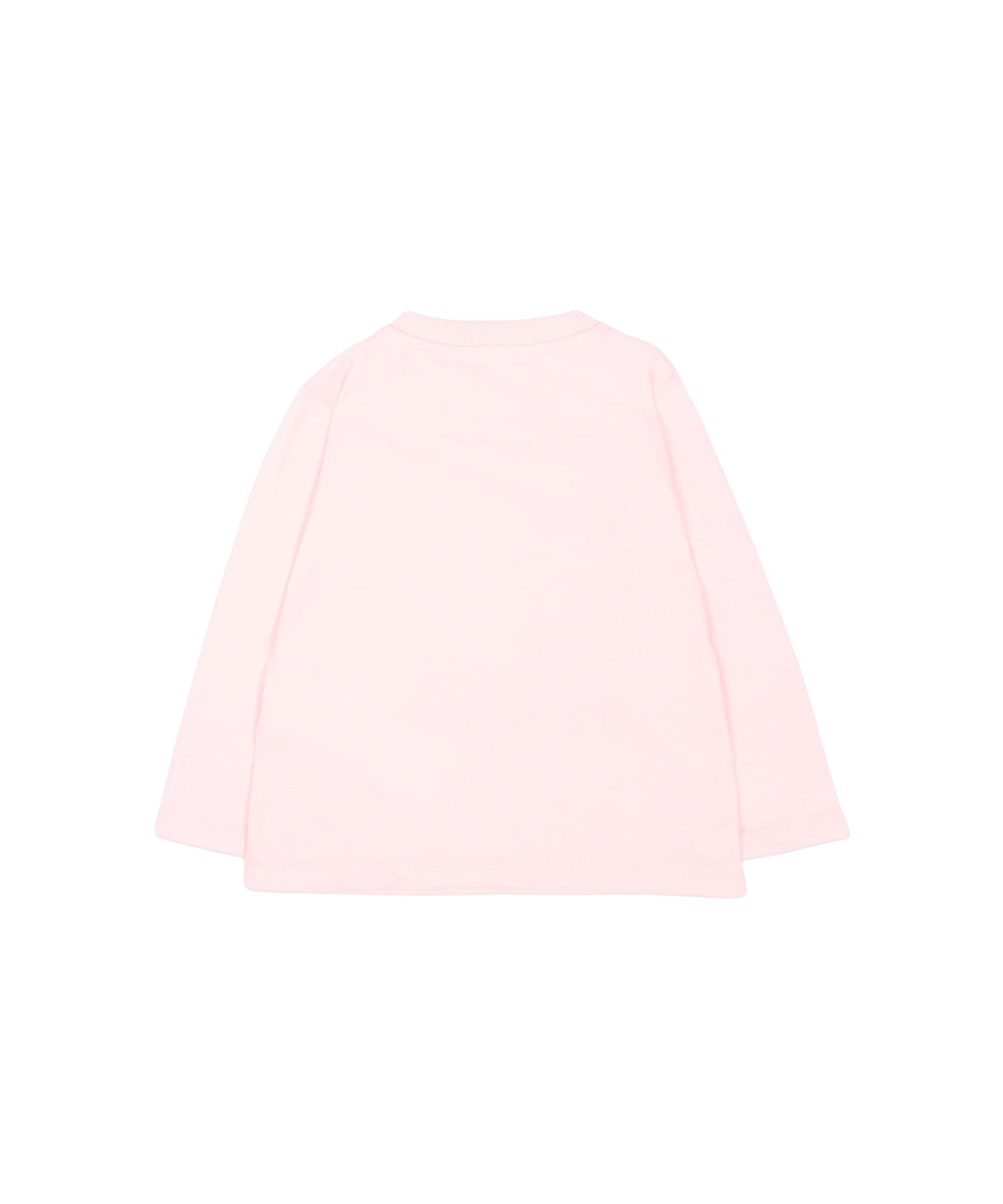 Moschino Kids Maglia Rosa a Maniche Lunghe con Stampa Teddy Bear e Logo per Neonate