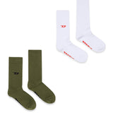 Diesel Kids Calzini Verde e Bianco con Logo per Bambini
