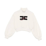 Elisabetta Franchi La Mia Bambina Felpa Panna Crop con Stampa per Bambine