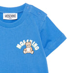 Moschino Kids T-Shirt Blu con Logo Teddy Bear per Neonati