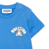 Moschino Kids T-Shirt Blu con Logo Teddy Bear per Neonati