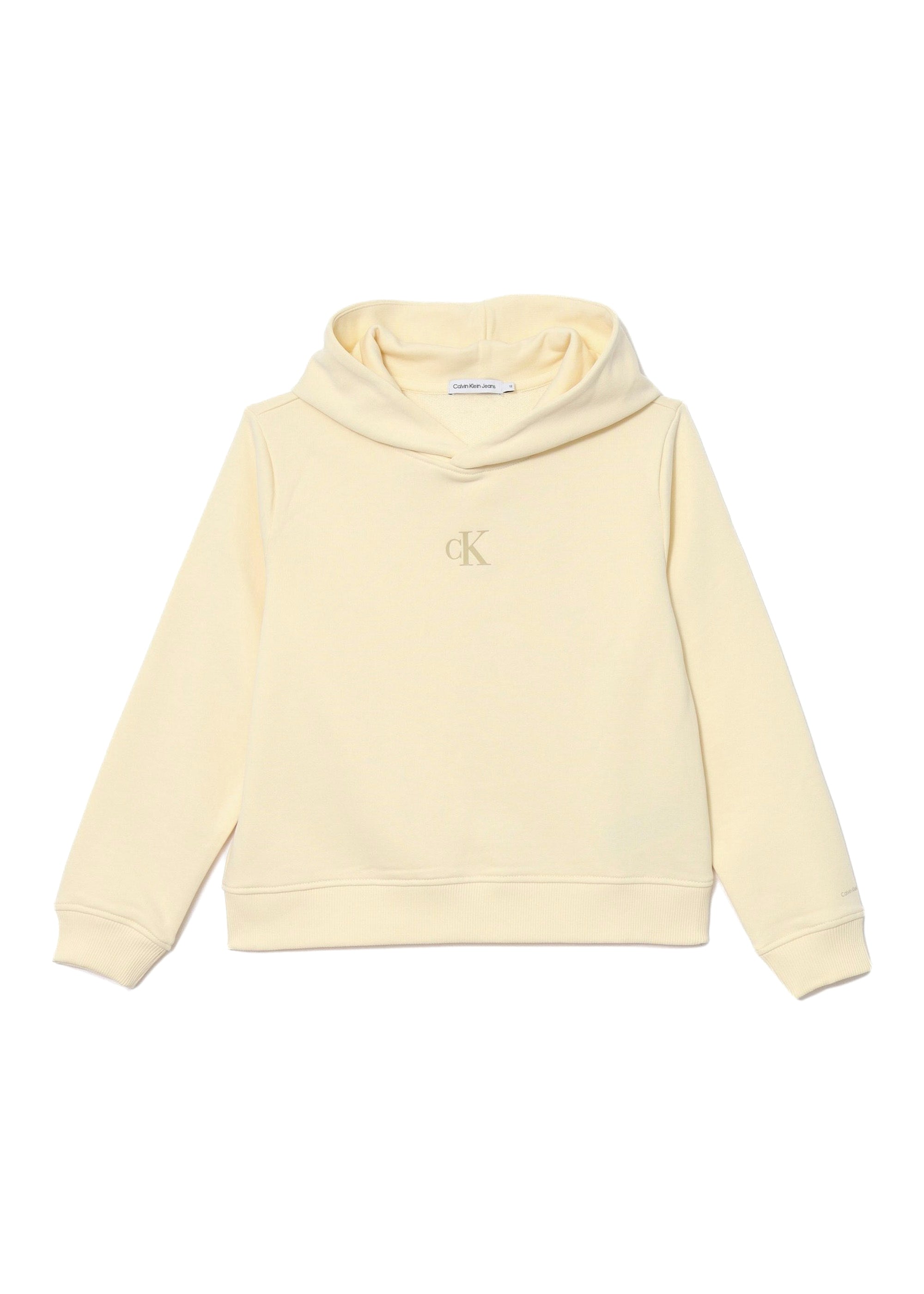 Calvin Klein Kids Felpa Panna con Cappuccio per Bambine