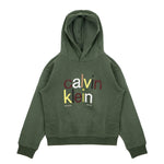 Calvin Klein Kids Felpa con Cappuccio Verde Scuro per Bambini