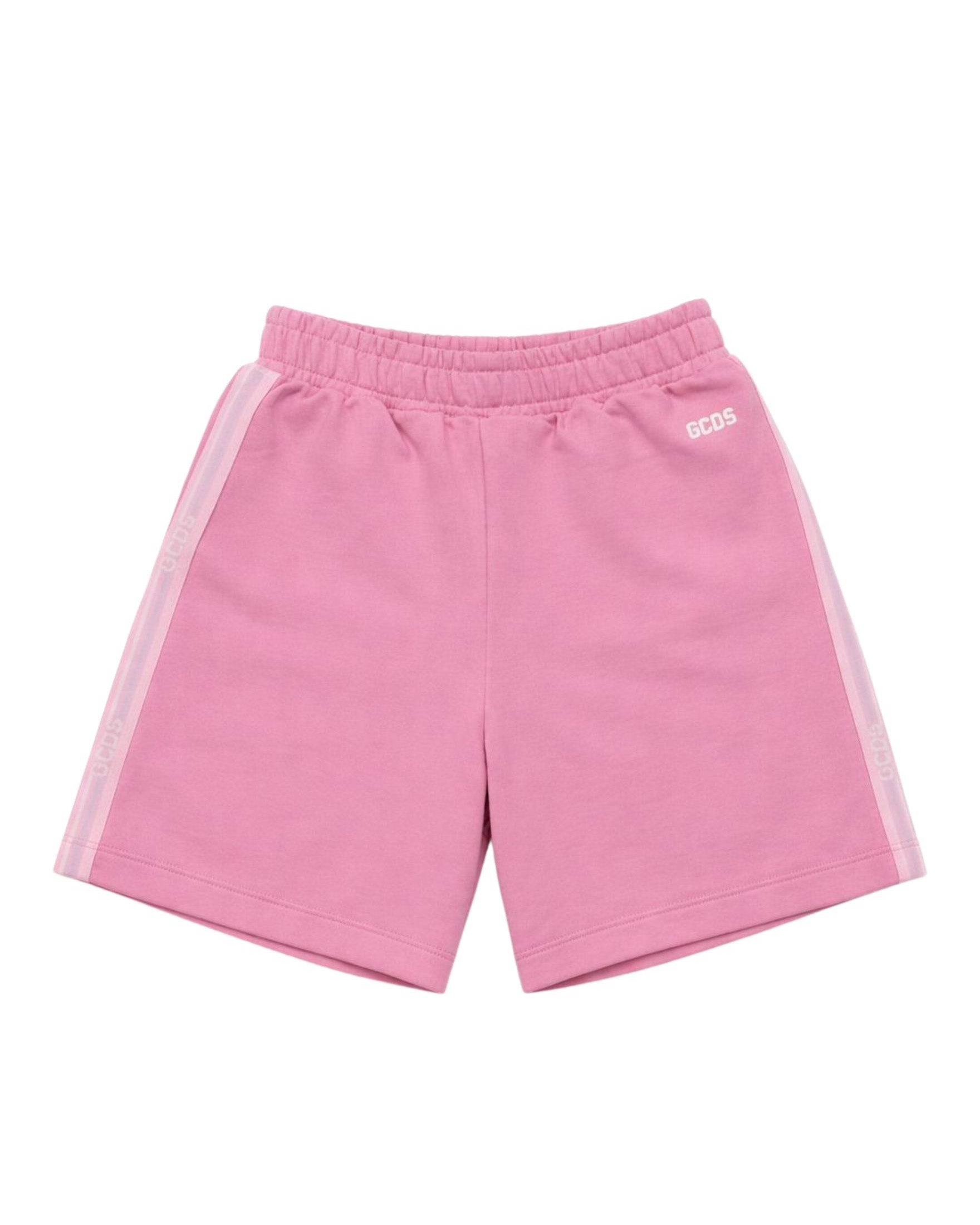 Gcds Kids Short Rosa con Bande Laterali Logate per Bambine