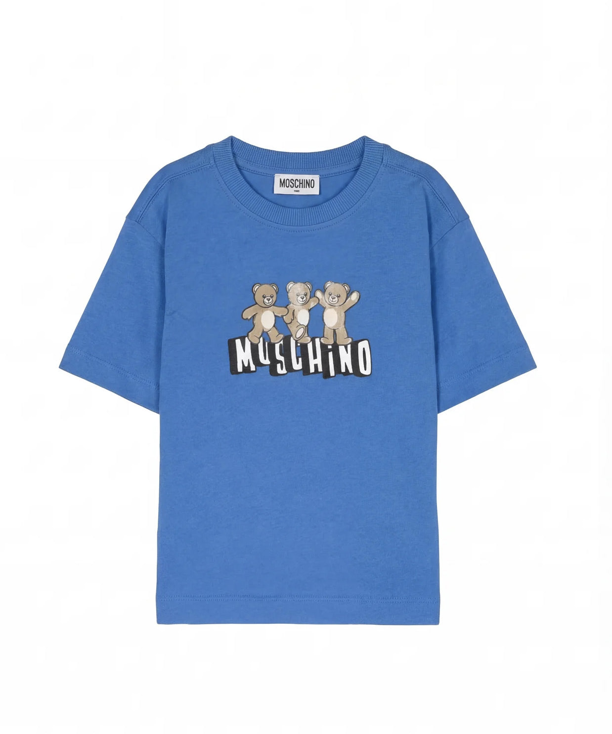Moschino Kids T-shirt Blu con Logo Teddy Bear per Bambini