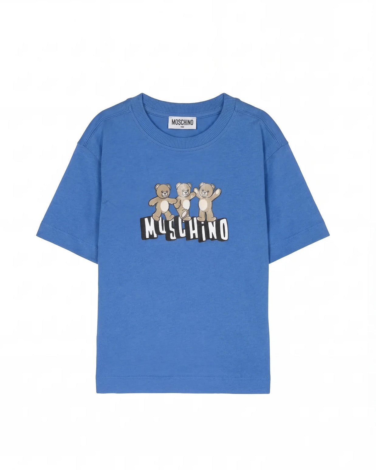 Moschino Kids T-shirt Blu con Logo Teddy Bear per Bambini