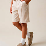 Fay Kids Bermuda Beige con Pence e Righe a Contrasto per Bambini