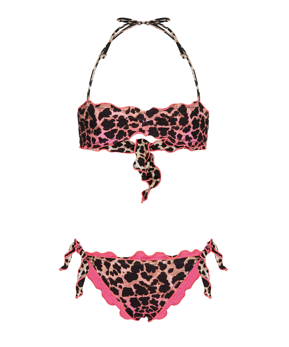 F**K Kids Costume Fantasia Leopardato Rosa per Bambine