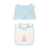 Moschino Kids Cappello con Bavetta Celeste con Toy  per Neonati