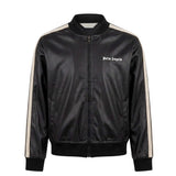 Palm Angels Kids  Giubbino in Pelle NEro con Logo a Contrasto per Bambini