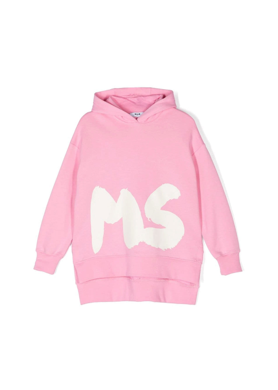 MSGM Kids Abito Rosa con Cappuccio con Logo per Bambine