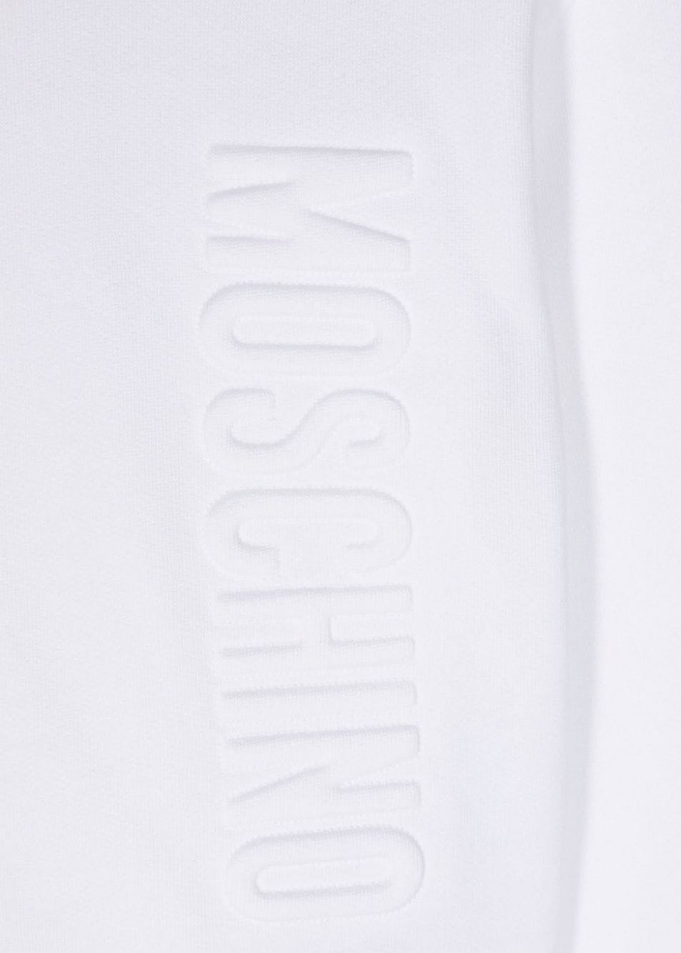Moschino Kids Felpa Bianca con Cappuccio con Logo per Bambini dettaglio)