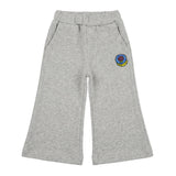 Diesel Kids Pantalone in Felpa Grigio Melange a Gamba Larga con Patch Ricamata per Neonate