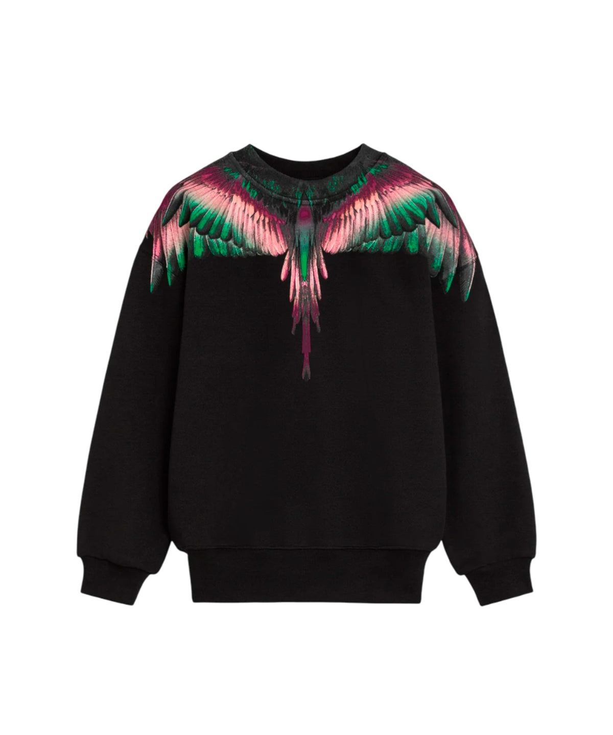 Marcelo Burlon County of Milan Kids Felpa Nera Girocollo con Motivo Aquila per Bambine