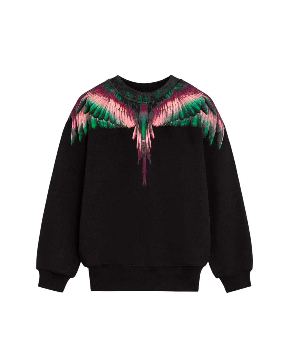 Marcelo Burlon County of Milan Kids Felpa Nera Girocollo con Motivo Aquila per Bambine