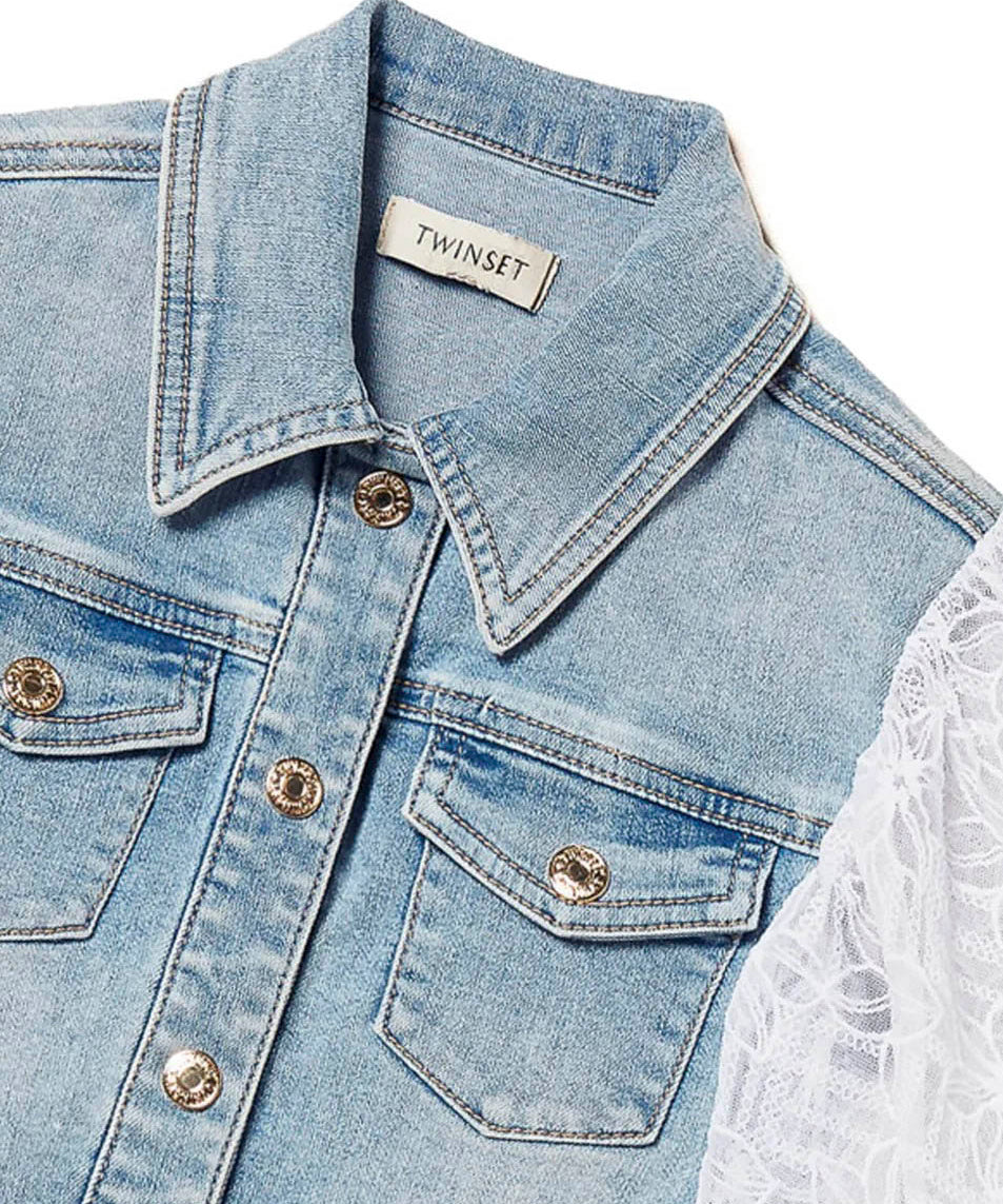 Twinset Kids Giubbino Jeans con Ricamo per Bambine