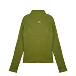 Twinset Kids Maglia Lupetto a Coste Verde Olive con Logo per Bambine