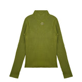 Twinset Kids Maglia Lupetto a Coste Verde Olive con Logo per Bambine