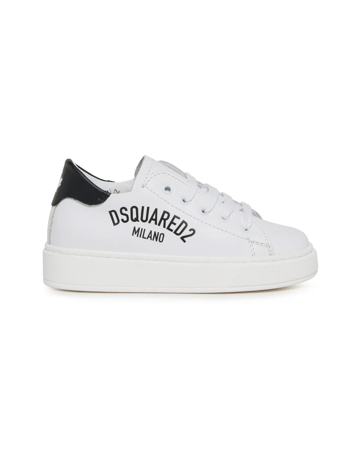 Dsquared2 Kids Sneakers Bianco con Logo Nero per Bambini