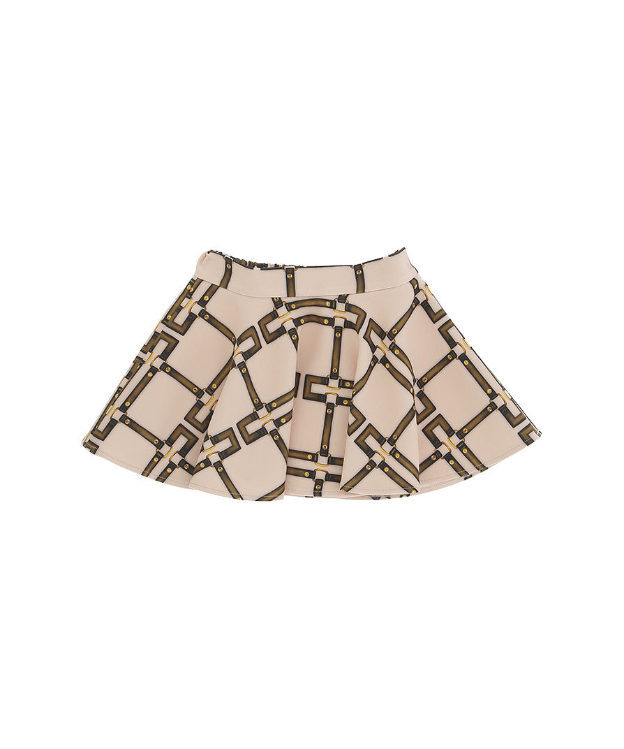 Elisabetta Franchi La Mia Bambina Gonna Rosa con Motivo Logo Cacao per Neonate