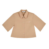 MSGM Kids Camicia Beige con Ricamo Logo per Bambine
