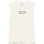 MSGM Kids Canotta Crema con Stampa per Bambini fronte
