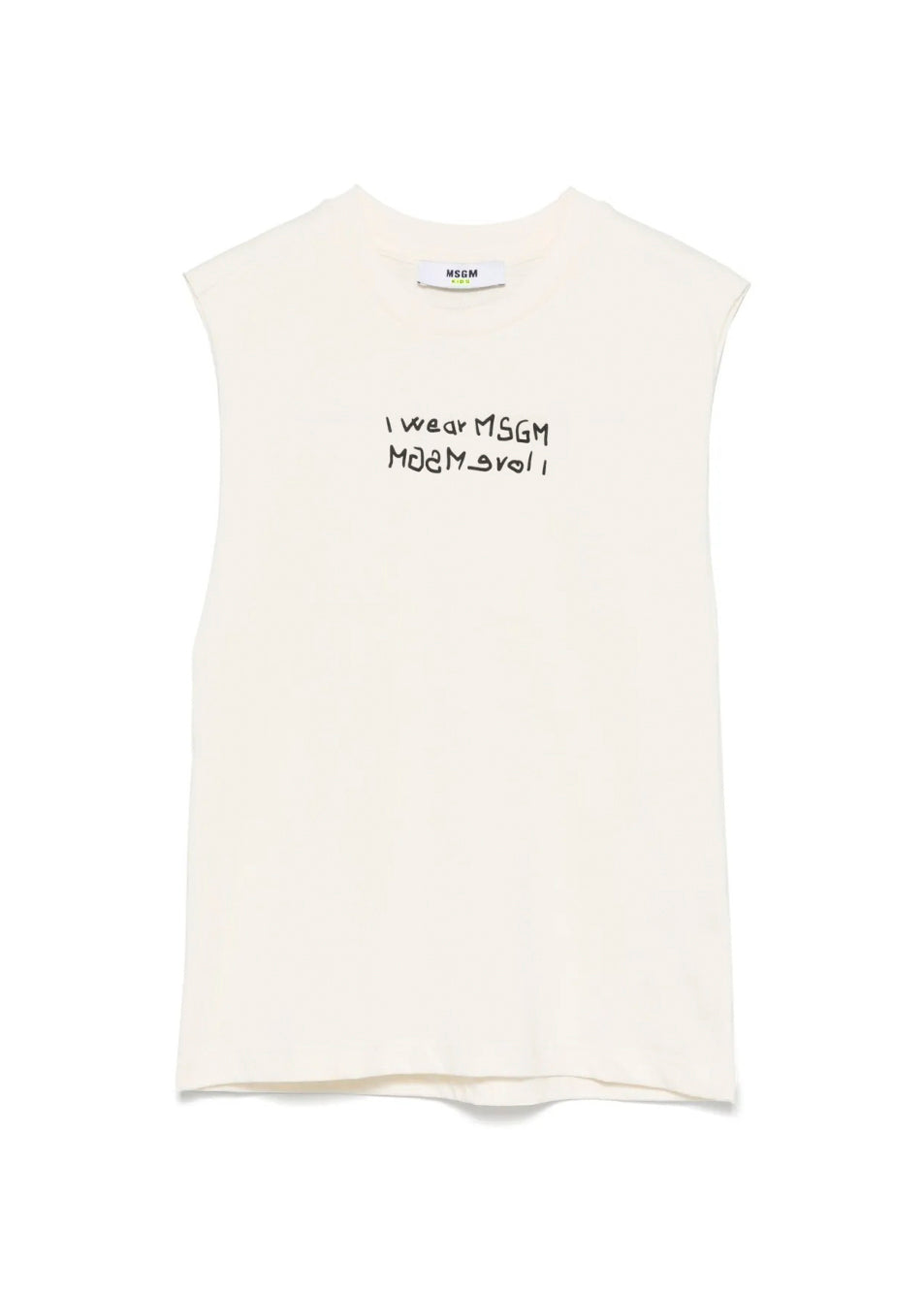 MSGM Kids Canotta Crema con Stampa per Bambini fronte