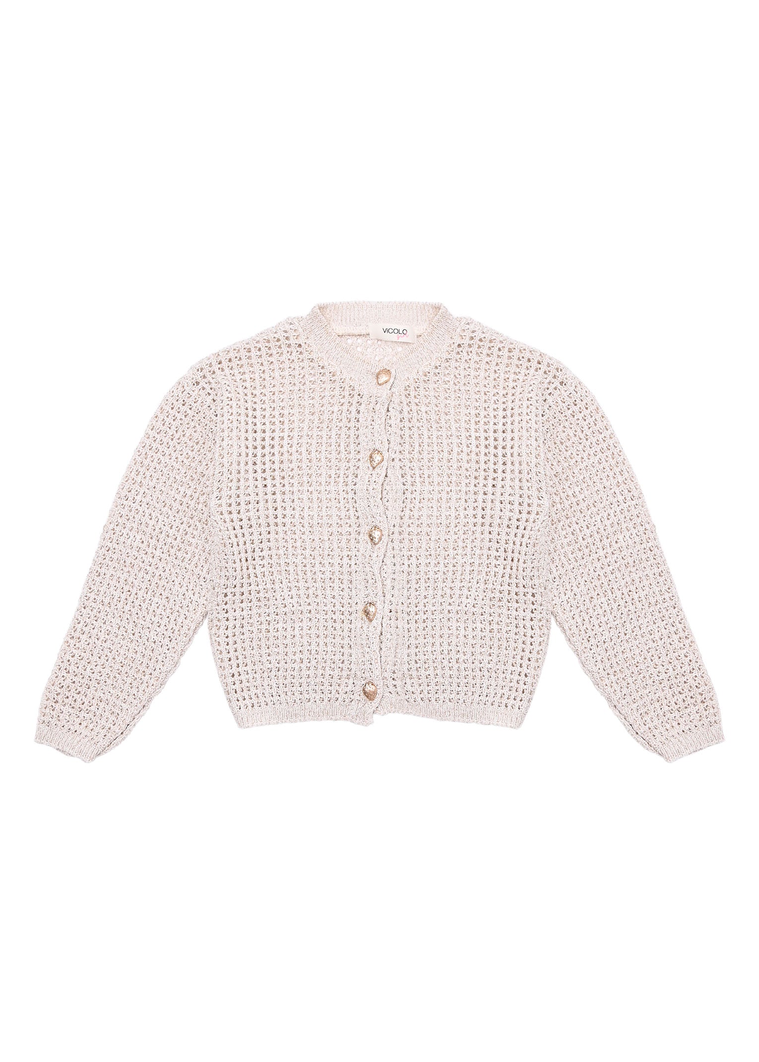 Vicolo Kids Cardigan Beige Traforato per Bambine