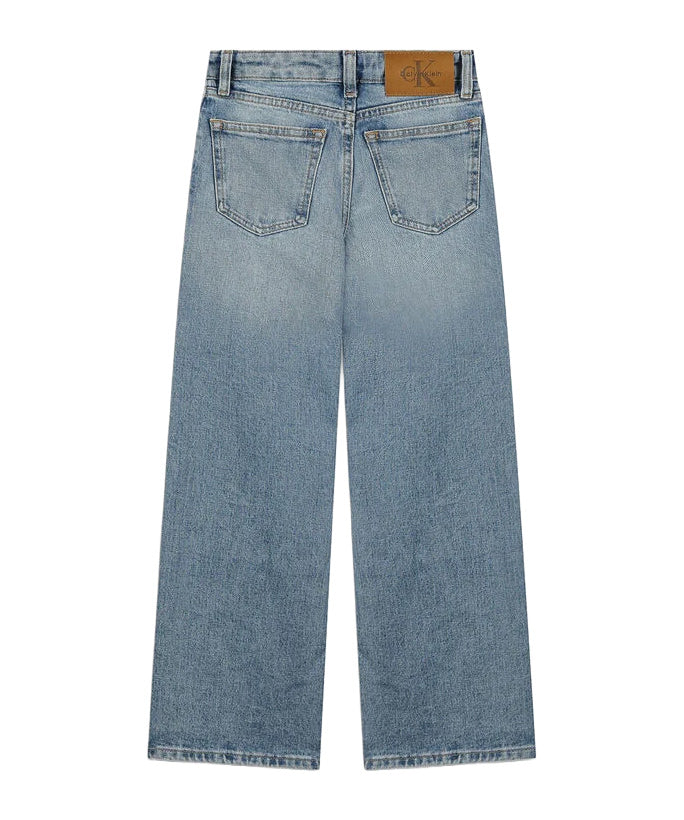 Calvin Klein Kids Pantalone in Denim Cloudy Blue per Bambine