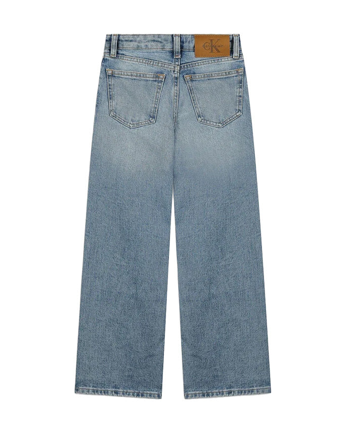 Calvin Klein Kids Pantalone in Denim Cloudy Blue per Bambine