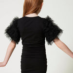 Twinset Kids Abito Corto Drappeggiato con Tulle 