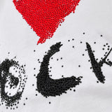 John Richmond Kids Felpa Bianco con Stampa e Strass per Bambine