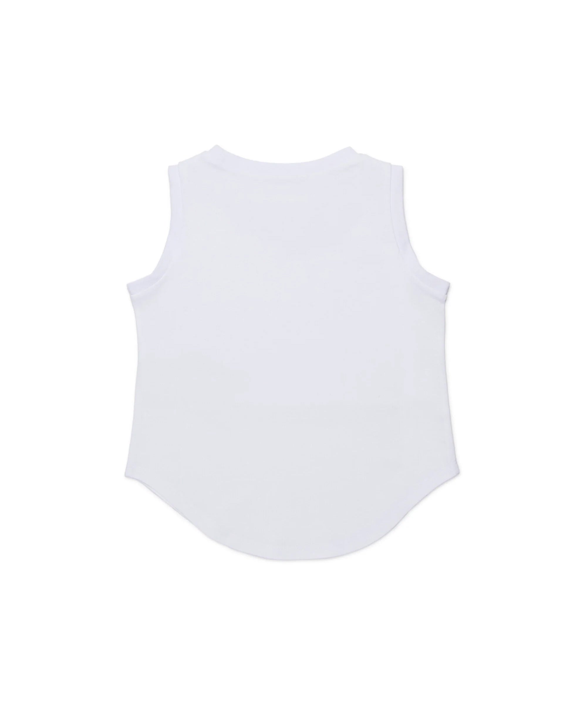 N21 Kids Canotta Bianca con Dettagli Logo e Strass per Bambine