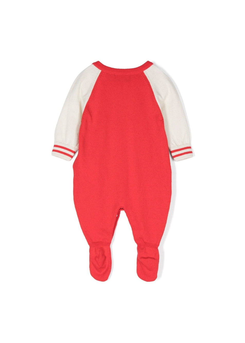 Moschino Kids Tutina Rossa in Lana con Teddy Bear per Neonati (retro)