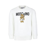 Moschino Kids Felpa Panna Girocollo con Logo Teddy Bear per Bambini