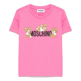 Moschino Kids T-Shirt Fucsia con Stampa Teddy per Bambine