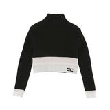 Elisabetta Franchi La Mia Bambina Maglia Lupetto Nero/Nude e Avorio con Logo per Bambine
