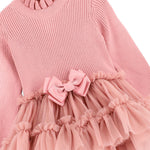 Angel's Face Abito Rosa a Costine con Tulle per Neonate (dettaglio)