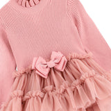 Angel's Face Abito Rosa a Costine con Tulle per Neonate (dettaglio)