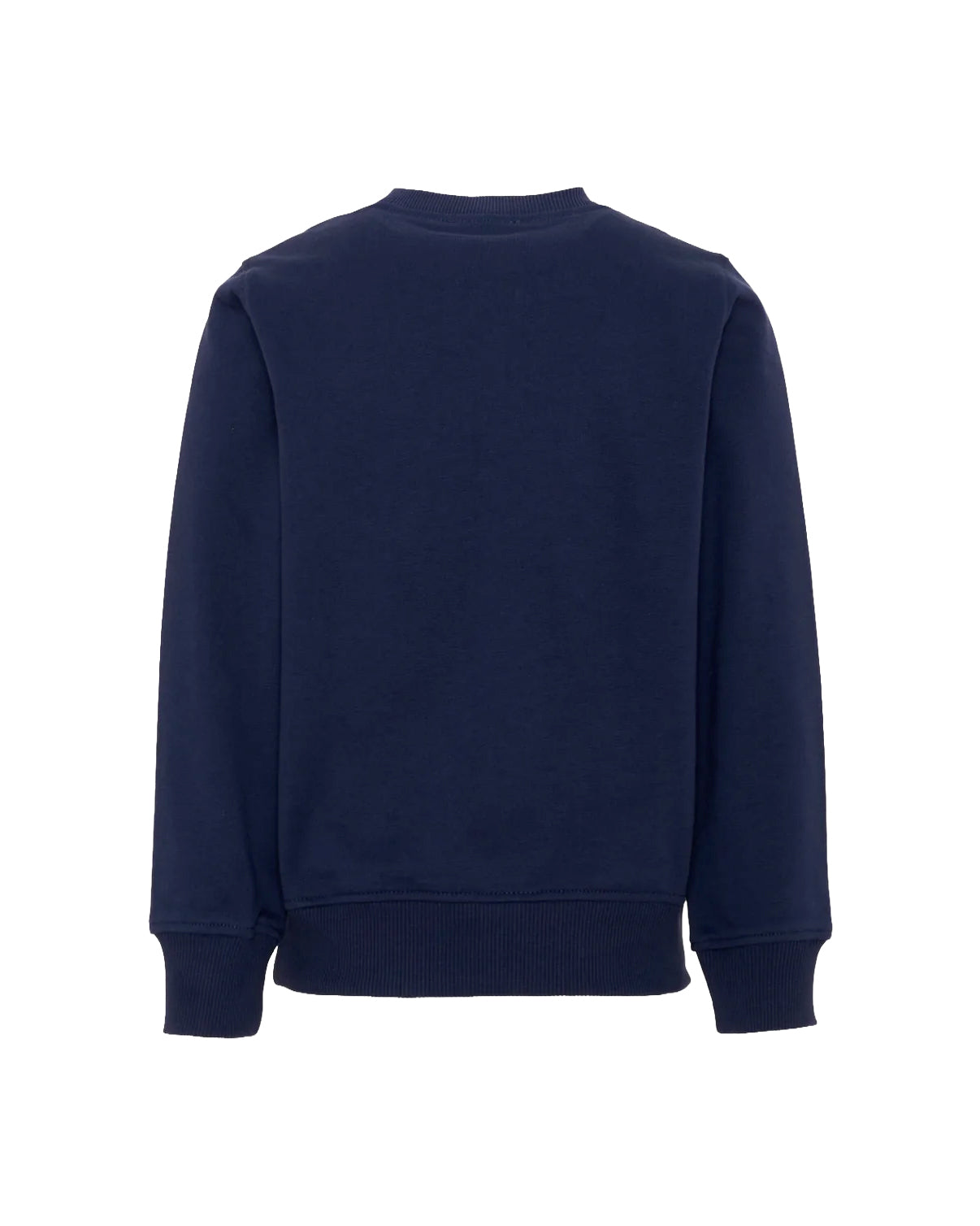 Moschino Kids Felpa Blu Navy Girocollo con Stampa Teddy Bear e Logo per Bambini