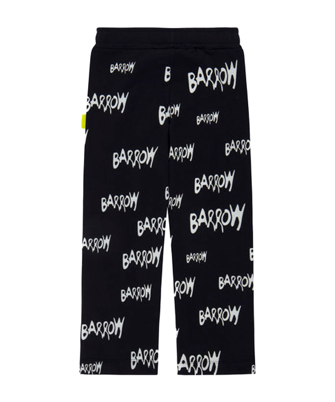 Barrow Kids Pantaloni in Felpa Neri con Stampa per Bambini (RETRO)