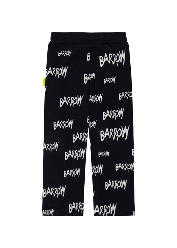 Barrow Kids Pantaloni in Felpa Neri con Stampa per Bambini (RETRO)
