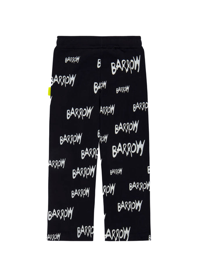 Barrow Kids Pantaloni in Felpa Neri con Stampa per Bambini (RETRO)