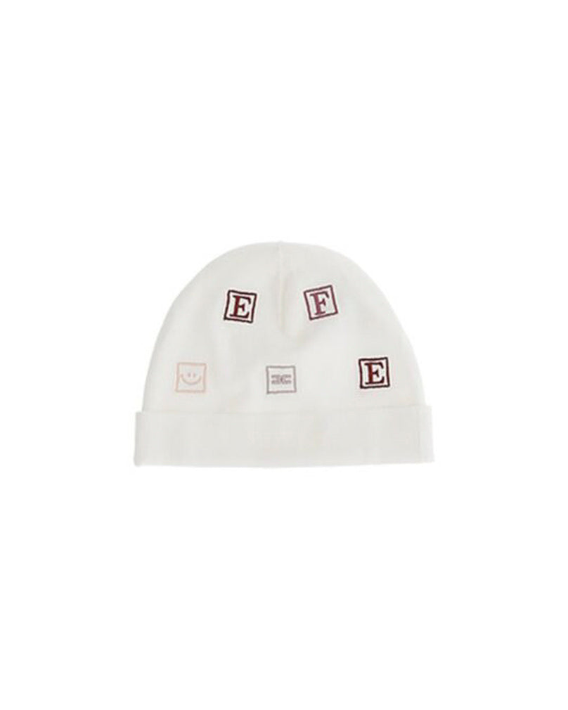 Elisabetta Franchi La Mia Bambina Cappello Panna con EF Blocks per Neonate