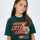 Dsquare2 Kids T-shirt Verde con Stampa e Applicazioni Patch Unisex per Bambini