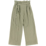 A'lapage Kids Pantalone Gessato Oliva con Chiusura Fiocco per Bambine