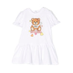 Moschino Kids Abito Bianco Teddy Bear per Neonate